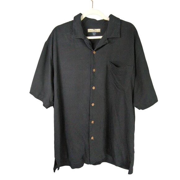 Tommy Bahama Silk Shirt Mens XL Black Embroidered Bikinitini Retro - Picture 3 of 6